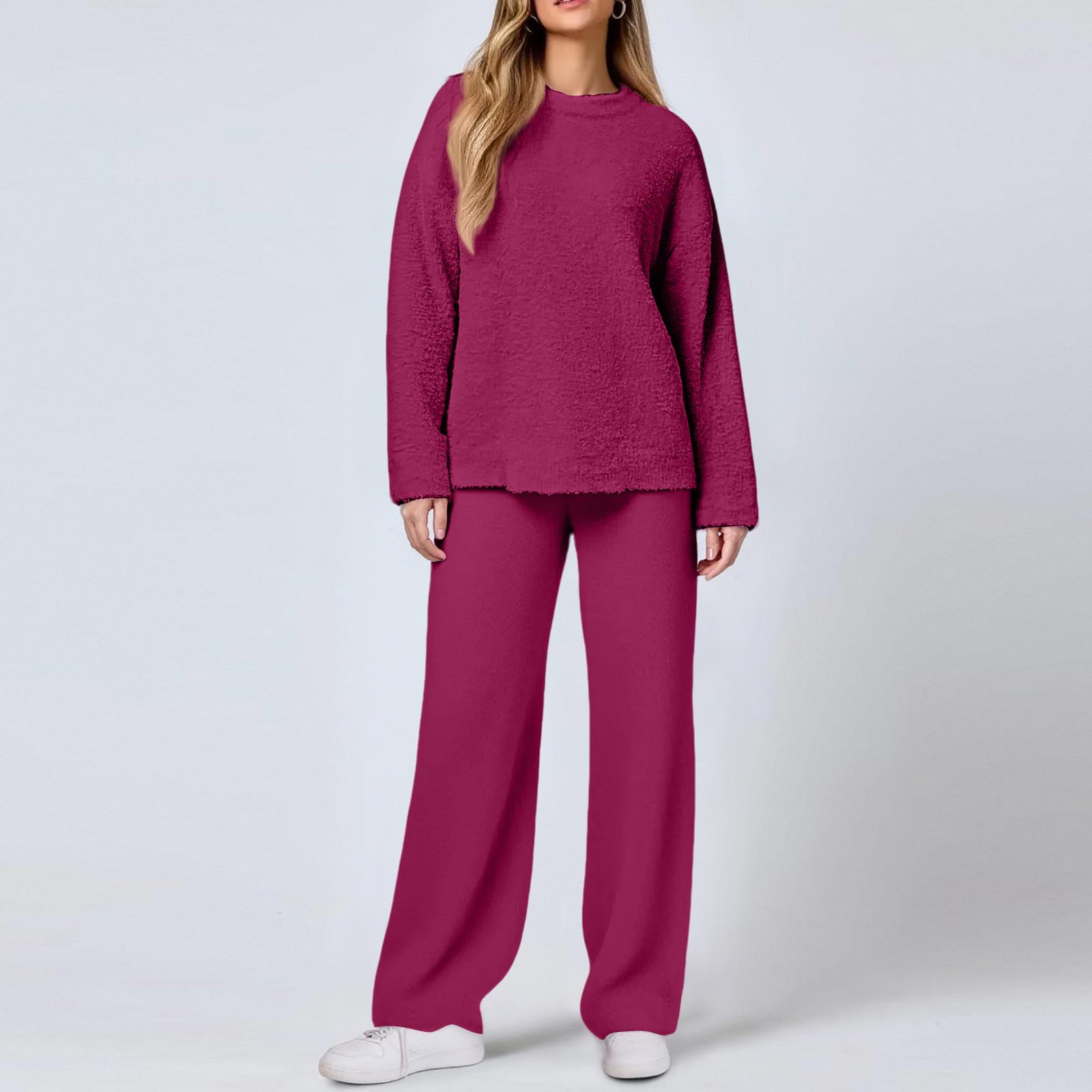 

Женский повседневный модный удобный комплект топов и брюк для дома, теплый пижамный набор S