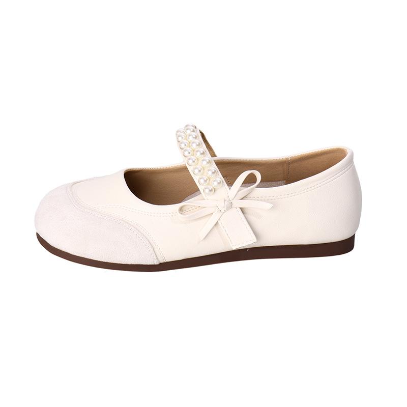 Literary Style Mary Jane Women's Baotou Spring and Summer Outer Wear 2025 New Pearl Belt Bow Buckle Flat Women's Shoes