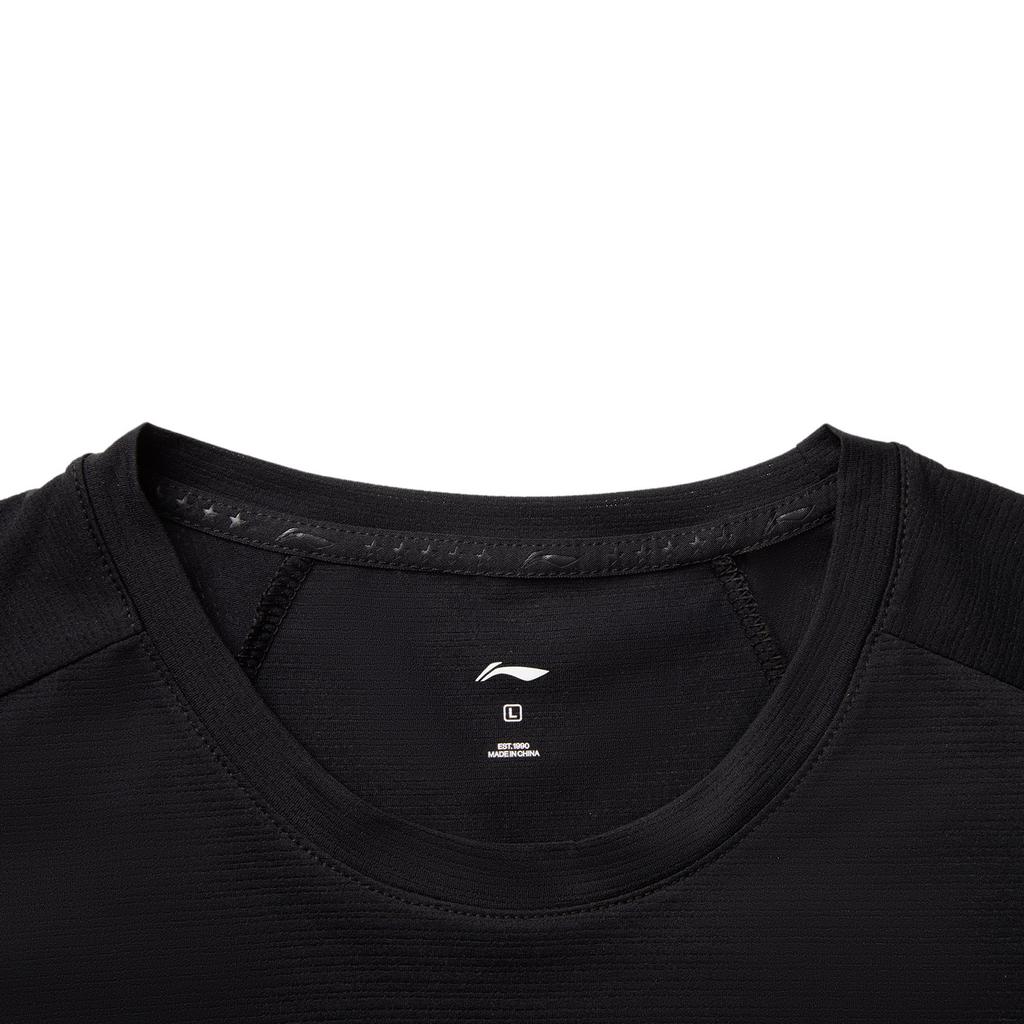 Li-Ning Comfortable Breathable Round Neck Versatile Short Sleeve T-Shirt Men Tops Black ATSV585-6