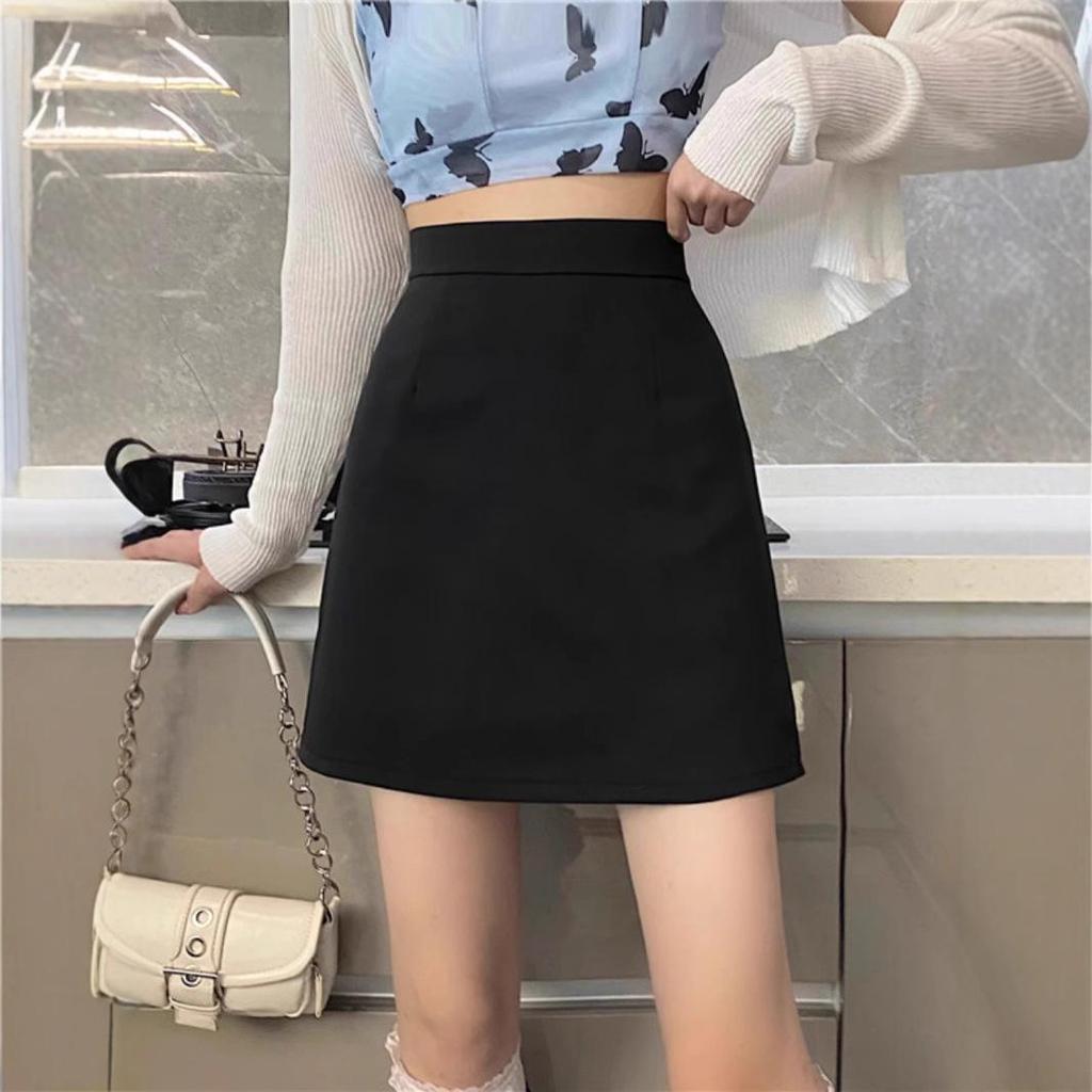 Autumn 2025 Women's Petite Black High-Waisted Bodycon Midi Skirt