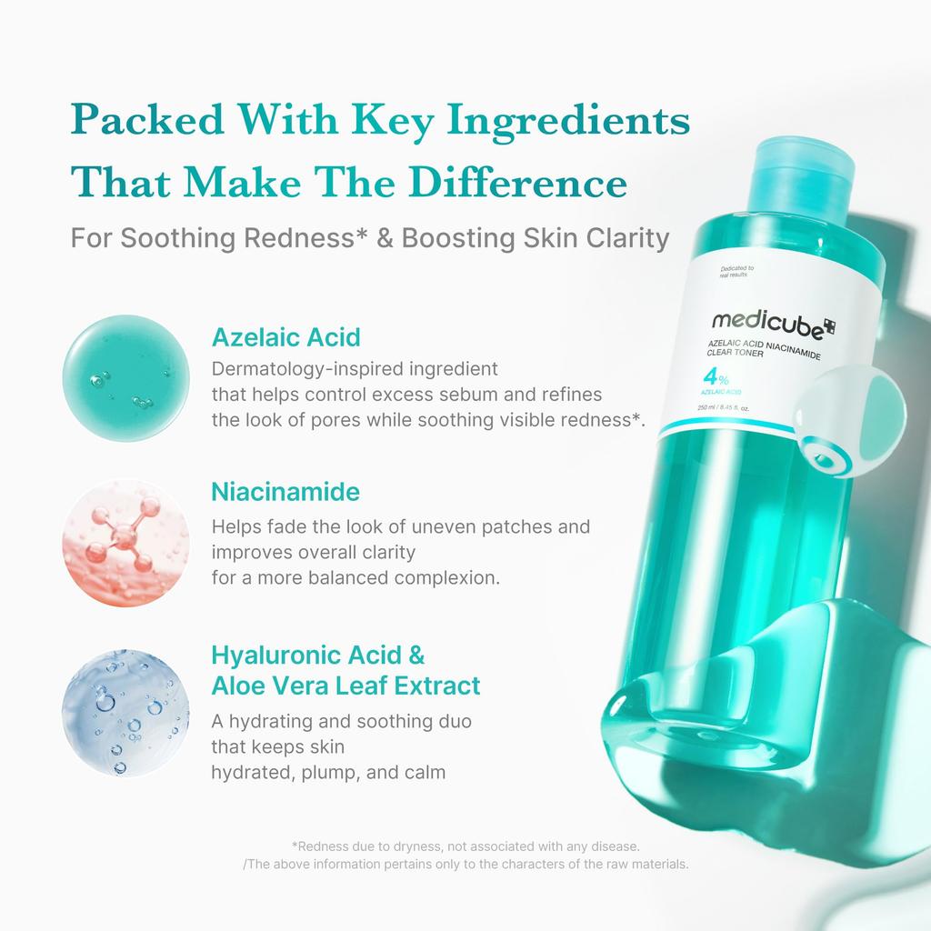 Medicube Azelaic Acid Niacinamide Clear a Toner That Balances Oil and Reduces and Azelaic Formula for Oily A Toner from Korean Toner, Moisture, Sebum,