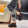 New Summer Fashion Roman Thick-soled Sponge Perforated Breathable Sneaker Dad Shoes for Women with A Small Toe Cap In 2025