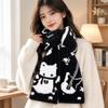 Warm Mink Wool Scarf Black White Shawl Wrap Cute Winter Scarf  Women