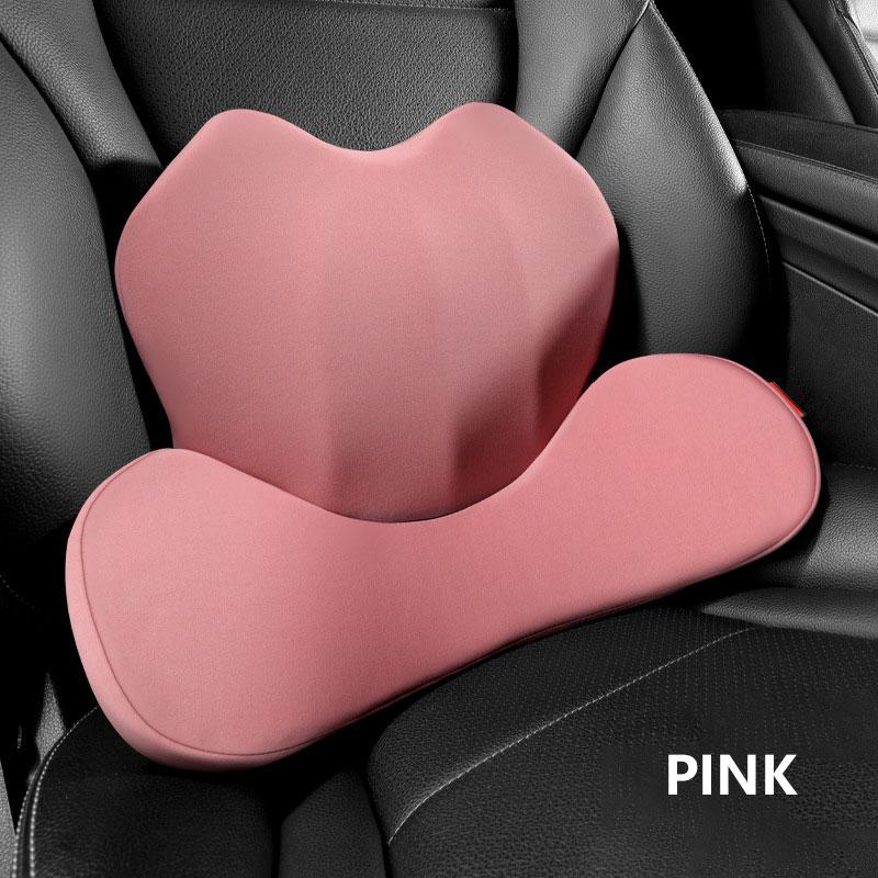 

Car Seat Lumbar Pad Memory Foam Support Waist Cushion Supply 5 Colors Waist Seat Back Protect The Tail Spine Automotive Interior розовый