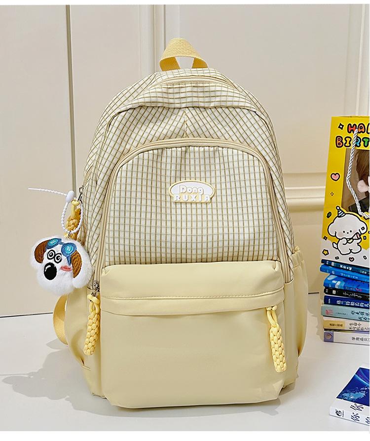 Schoolbag Sweet Japanese Literary Plaid Backpack Korean Version Middle and High School Student Computer School Bag Casual Lightweight Versatile