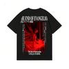 Bavlněné tričko s potiskem zadní strany Neon Genesis Evangelion Streetwear Pánské oblečení Letní tričko