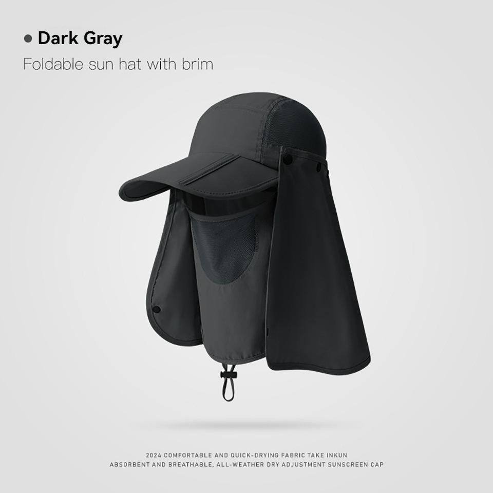 1Pcs UPF50+ Sun Hat Breathable Sweat-Absorbent Face Cover Foldable Brim Water-Resistant Full Face Sun Protection Cycling