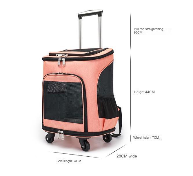 

Рюкзак-переноска для домашних животных, коляска для кошек, дорожная переноска, автокресло для маленьких собак, кошек, щенков, рюкзак для кошек, съемные вращающиеся колеса розовый