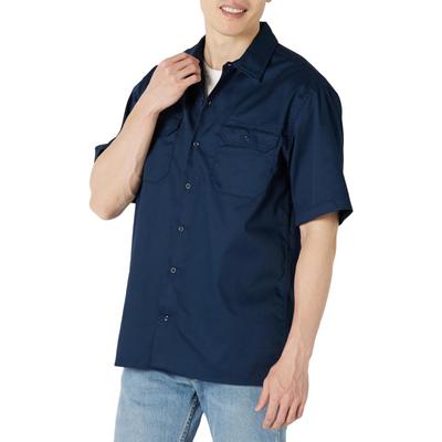 Amazon Essentials Navy Short Sleeve Work Stain and Wrinkle Size 2XL Men's Shirt, Resistant,