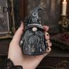 Resin Gnome Statue Wizard Hat Faceless Figurine, Mystical Home Decor with Crescent Pentagram Black Rose Dark Retro Decoration Rune Pendant,