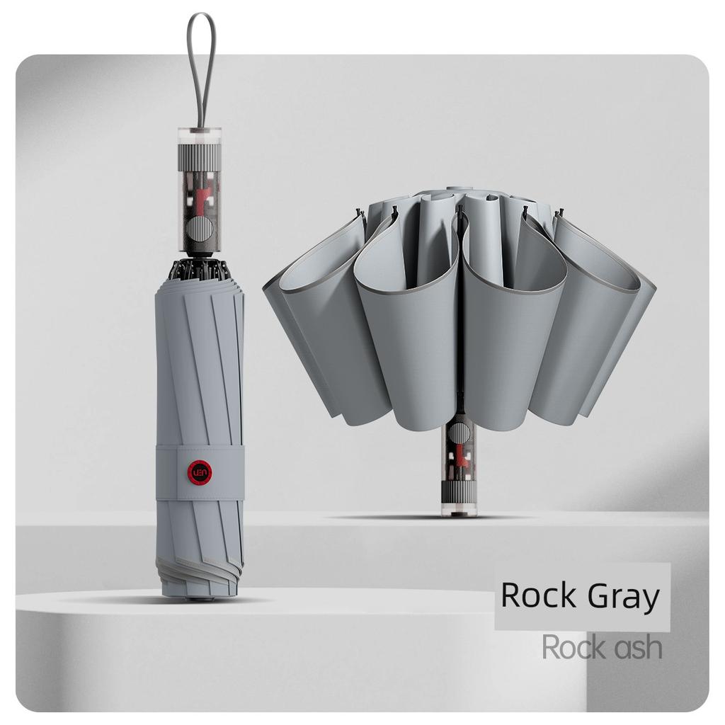 Mechanical Handle Umbrella, Fully Automatic, Enlarged, Reinforced, Thickened, Windproof, Heavy Rain Special Folding Umbrella for Men