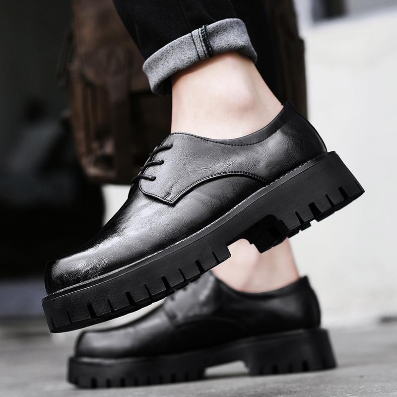 2025 New Hot Sale Thick Bottom Casual Business British Style Leather Shoes Mens Breathable Antiskid Round Toe Oxford Dress Shoes