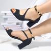 Spring Summer Sexy Fish Mouth Hollow Roman Sandals Thick with Word with Beaded High Heels Female Summer Sexy Female Sandals