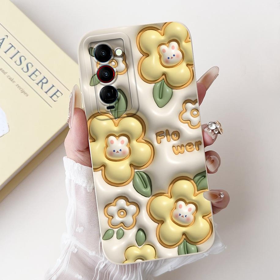 For Tecno Camon 18 Premier Case CH9 CH9n Shockproof Silicone Soft Bumper For Tecno Camon 18 P 18P 18i Camon18 Flower Phone Cover