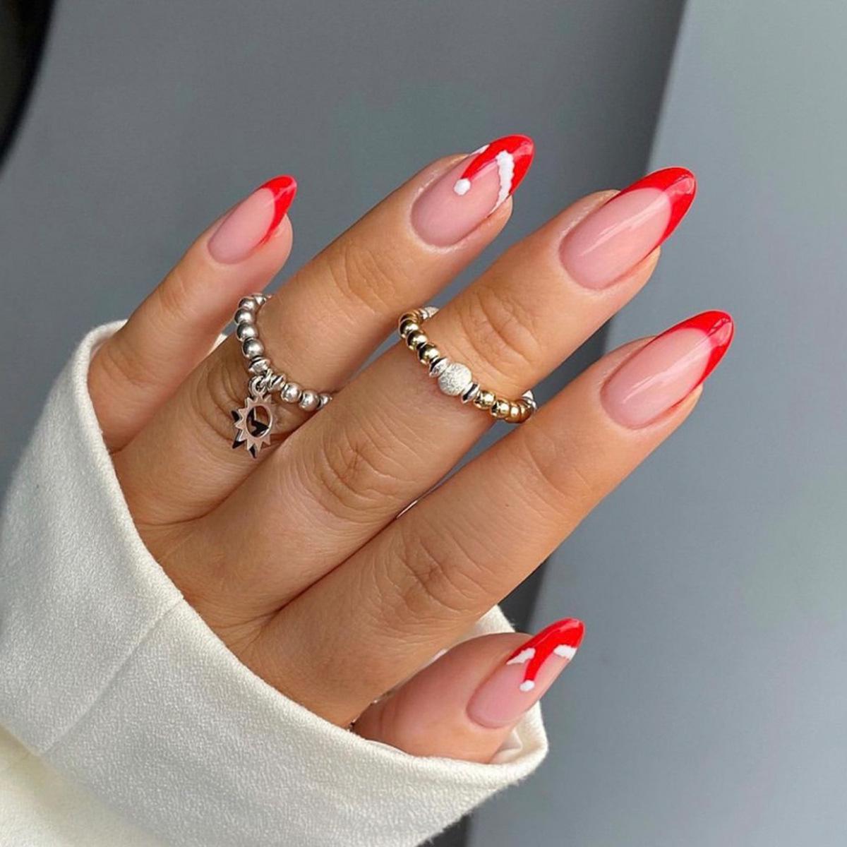 

Ballerina Style Christmas French Press-On Nails: Removable Nail Tips