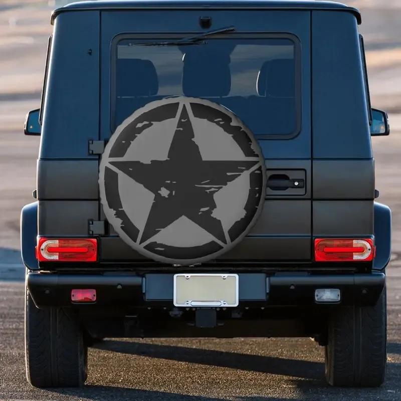 Military Tactical Army Star Spare Tire Cover for Jeep Hummer Pentagram SUV RV 4x4 Car Wheel Protectors 14" 15" 16" 17" Inch