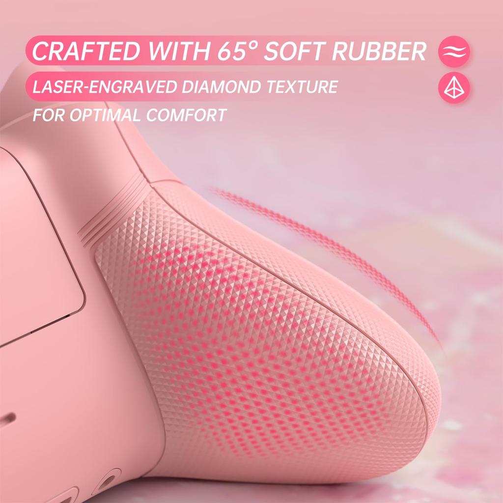 The eXtremeRate ASR Circle Ring Full Shell Button Kit is compatible with Xbox Core controllers and features a 3D diamond pattern soft rubber grip and