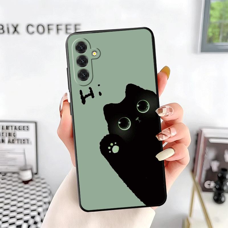 Black Cat Cartoon Cute Soft Phone Case for Samsung A17 A37 A57 A16 A26 A36 A56 A15 A25 A35 A55 A14 A24 A34 A54 A13 A23 A33 A53 A