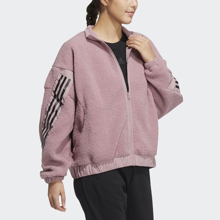 adidas Women's 3-Stripes Sherpa Fleece Jacket Purple HM7457