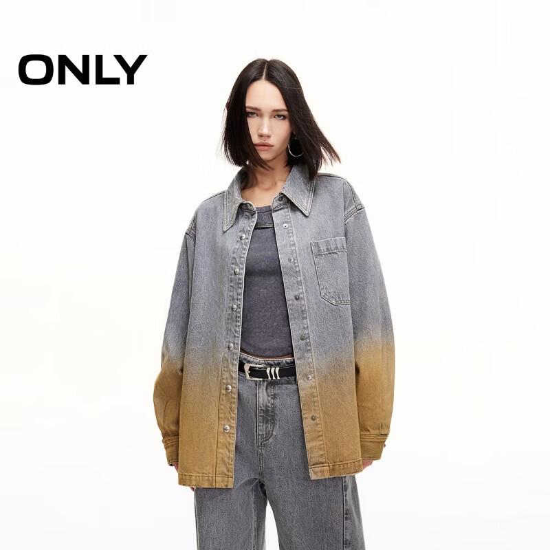 

ONLY Women s Retro Loose Gradient Lapel Denim Shirt M