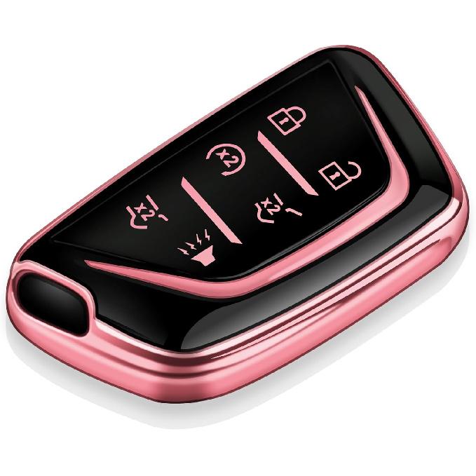 Tukellen for Cadillac Key Fob Cover Soft TPU Full Protection Key Case Compatible with -2025 Escalade Lyriq CT4 CT5 CT6 XTS XT4 XT5 ATS Key Shell