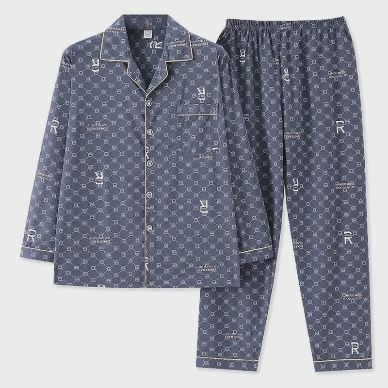 Men's Spring & Autumn Cotton Pajamas: Comfortable, Loose-Fit Cardigan Set for Middle-Aged & Elderly