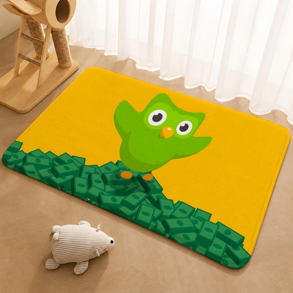 Duolingo Owl Duo 2 Floor Mat Floor Mat Soft Flannel Non-Slip Door  Rug for Living Room