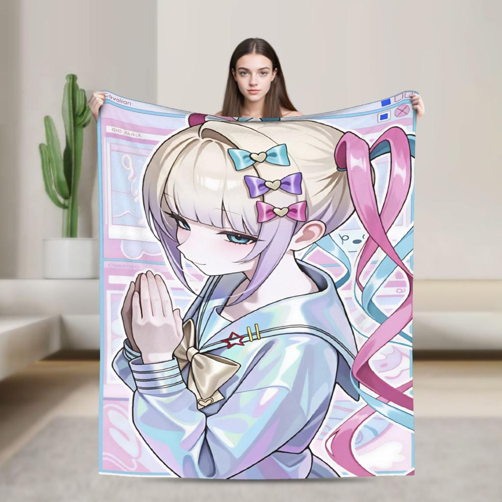 N-Needy Streamer O-Overload Kangel Blanket Soft Graphic Plush Throw Blanket For Bedroom Decorative Flannel Bedspread Bed Cover