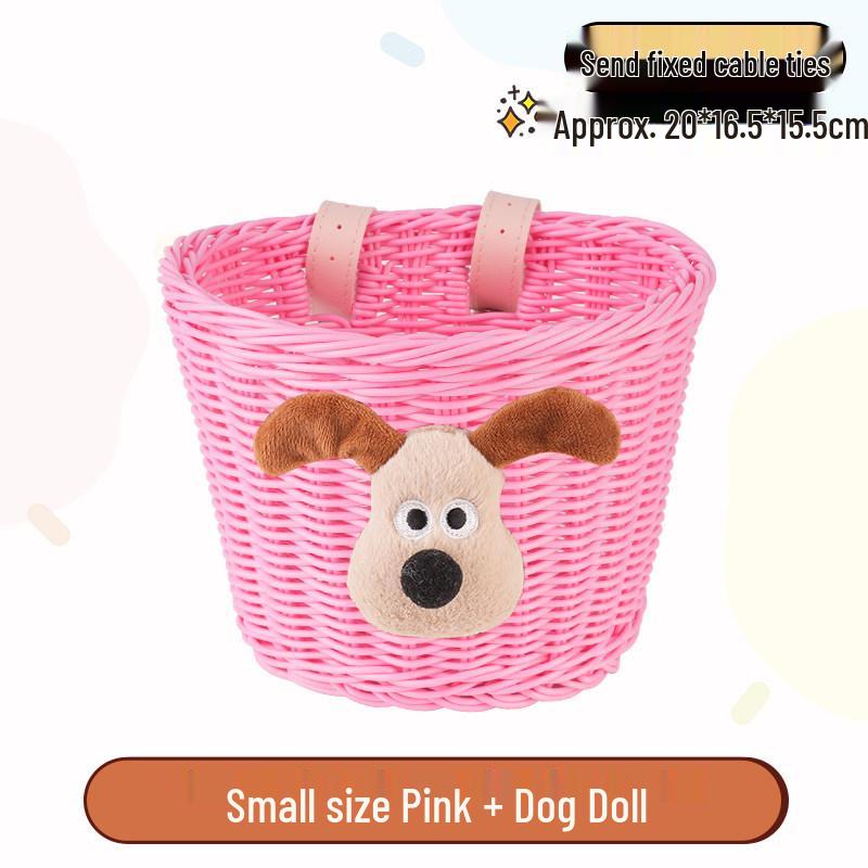 Retro Woven Front Basket for Children's Bicycles, Scooters, or Doll Strollers