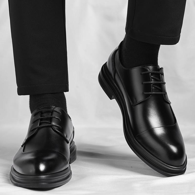 Fashion Men's Leather Lace-Up Oxford Shoes Classic Formal Business Dress Shoes Comfortable Slip-Resistant Flats New Male Wedding Shoes