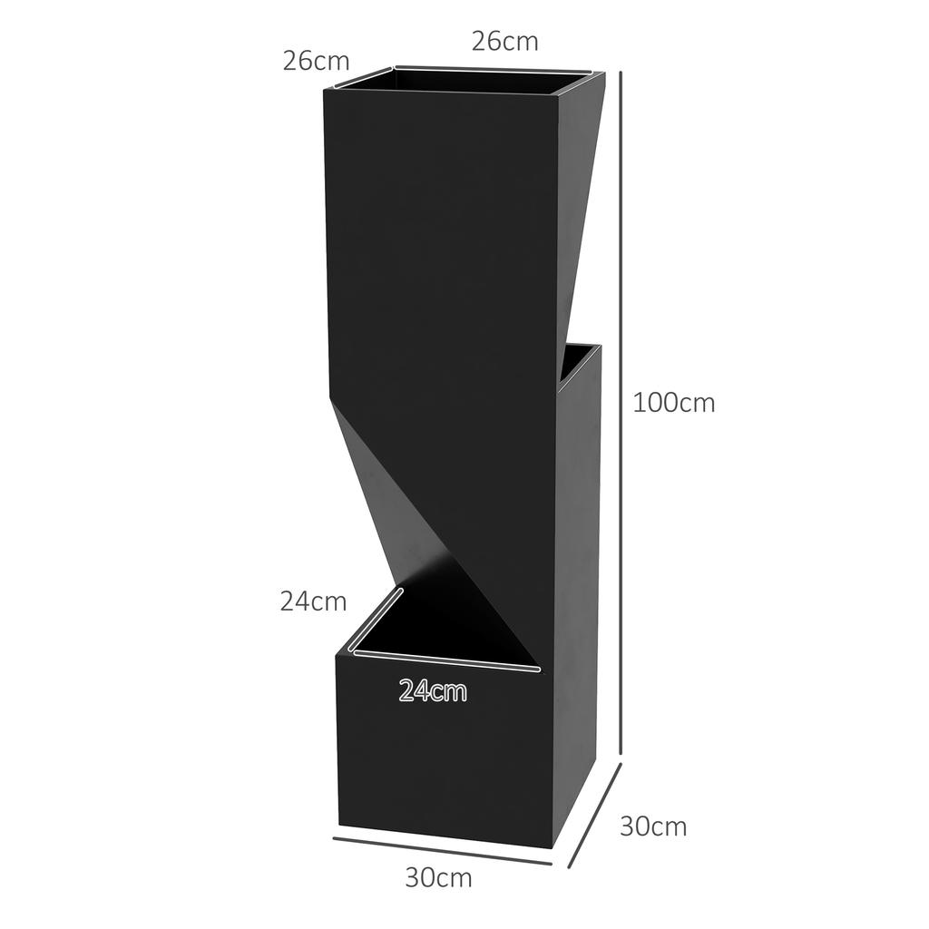 Flower Pots Indoor Plant Pots With Drainage Holes Metal Dim 30L X 30W X 100H Cm Black