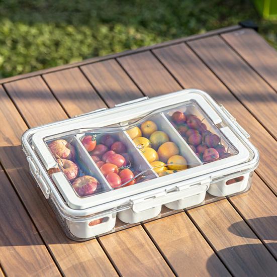 Food Storage Box Snack Box Container with Lid Large Capacity BPA Free Transparent Design Easy to Clean Divided Serving Tray