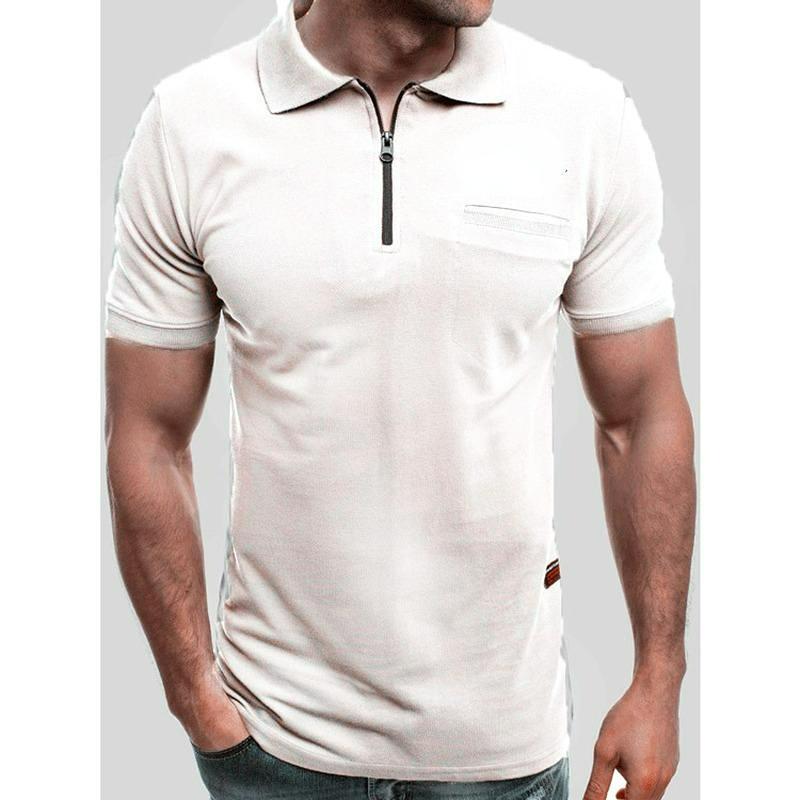Nové pánské jednobarevné tričko pro volný čas Tričko s krátkým rukávem POLO Shirt Men