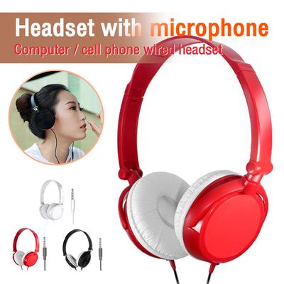 3,5 mm kabelgebundene Kopfhörer mit Mikrofon, Bass, Hifi-Sound, Stereo-Ohrhörer, verstellbares, faltbares Headset für Computer, PC, Tablet, Laptop
