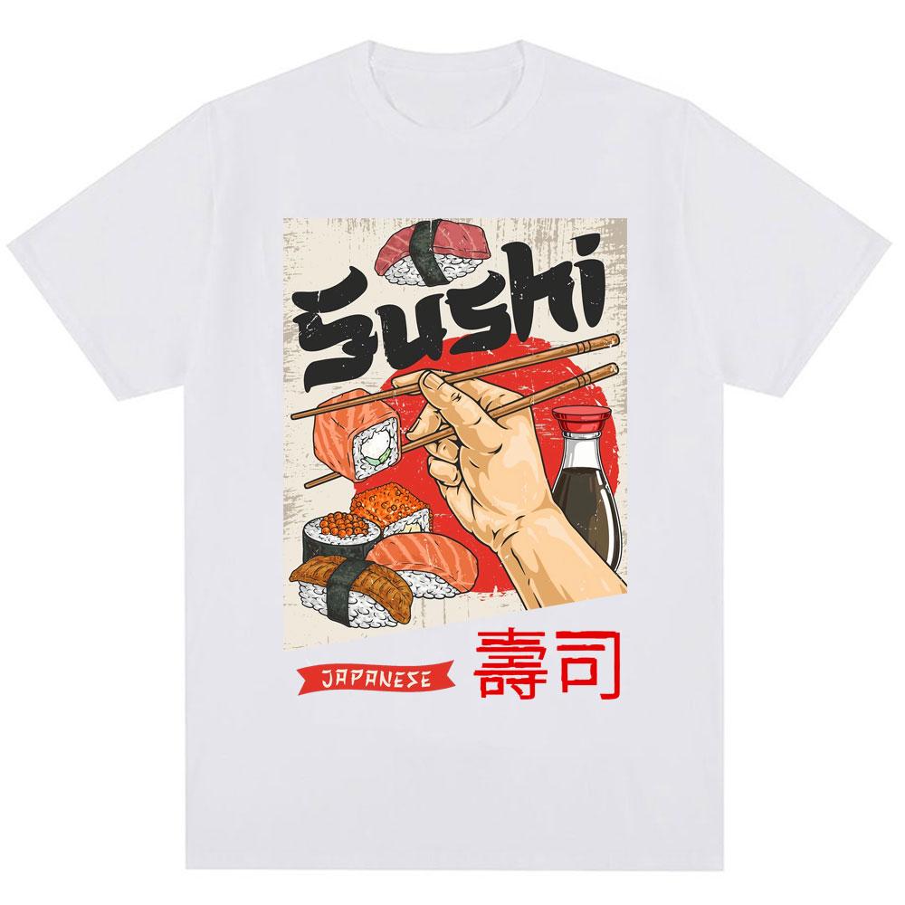 Japan Sushi Funny Graphic T-shirts Men Women Fashion Harajuku T Shirt Oversized Cotton Summer Japanese Style T Shirts Streetwear