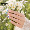 Travel Friendly Nails 24Pcs Summer Ocean Press on Nails, French Tip Flower Faux Pearl Stick-on Fake Blue Tips Salon Quality Long Glue False for Women