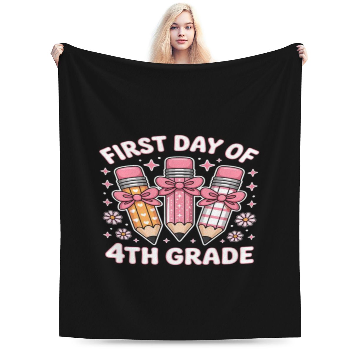 First Day Of 4th Grade Coquette Back To School Personalized Comfortable Party An UltraSoft Micro Fleece Blanket 75x100cm 30x40in
