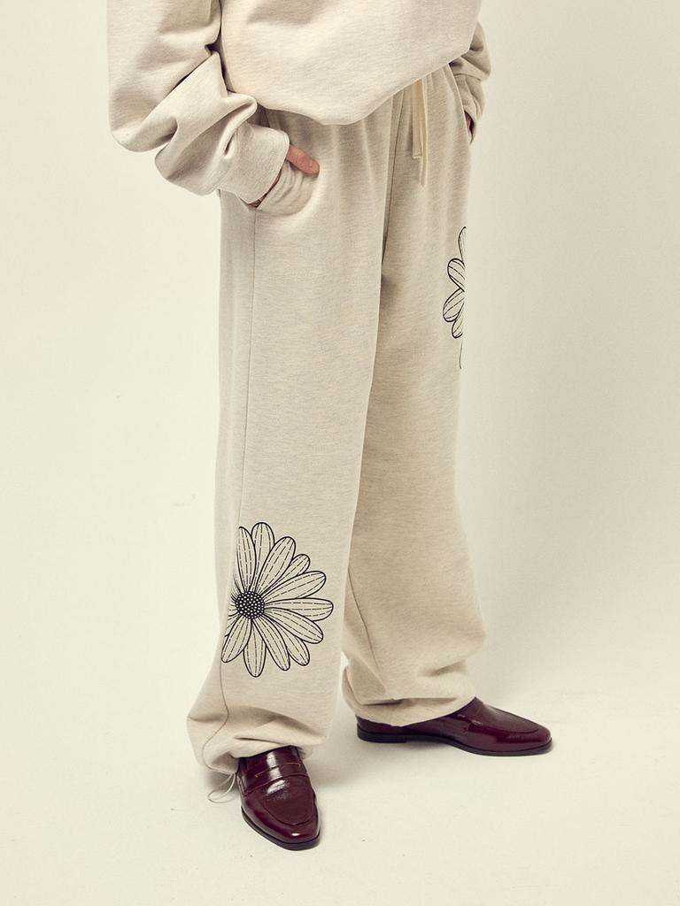 [mardimercredi] JOGGER PANTS FLOWER_OATMEAL BLACK
