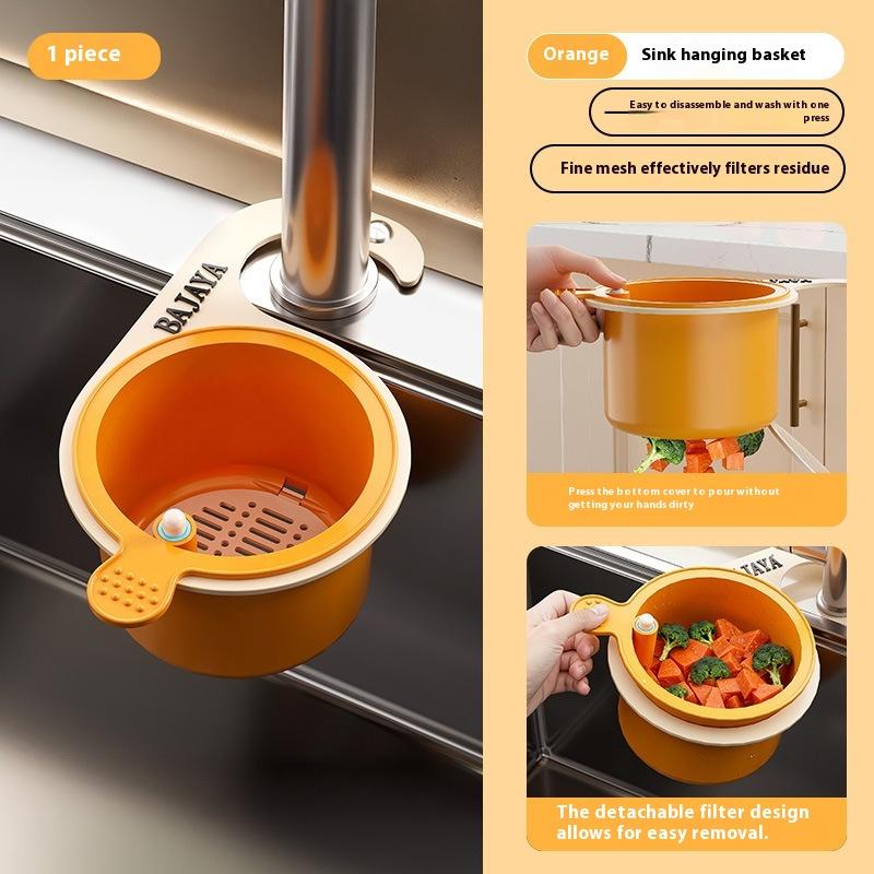 1Pcs Kitchen Sink Filter Drainage Bowlleak-Proof Filter Multifunctional Strainer Basketadjustable Hanging Sink Drain Basket