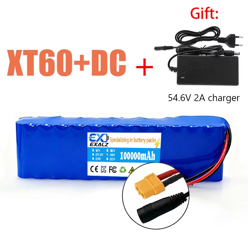 48V Electric Scooter Battery 13S2P 100Ah 18650 Lithium Pack For E-Bike Vehicle Motorcycle DIY BMS + 54.6V Charger