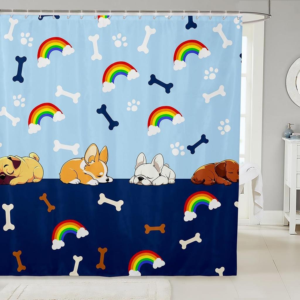 Cartoon Dinosaur Shower Curtain Coconut Tree Hawaii Tropical Bathroom Shower Curtain Sets | Ancient Wild Animals Waterproof