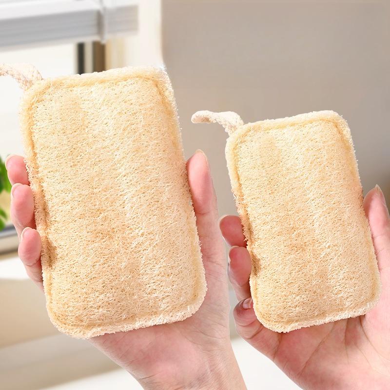 Natural Loofah Sponge for Dishes - Plant Fiber Scouring Pad Eco-Friendly Durable Kitchen Cleaning Cloth Non-Scratch Pot Scrubber