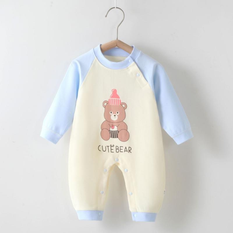 Kjemmet bomull babybody langermet spedbarns jumpsuit dyre-romper unisex termisk undertøy trykknapplukking myk nyfødt onesie vinter varmt antrekk