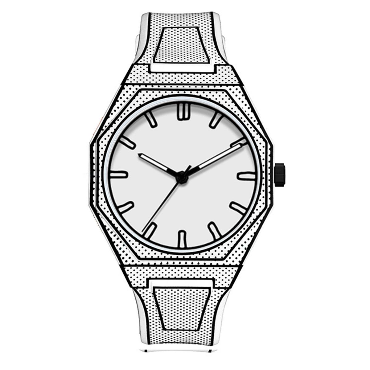 

PINTIME Роскошные мужские часы Мужские кварцевые наручные часы Простой циферблат Мужские спортивные силиконовый ремешок Мужские необычные часы белый