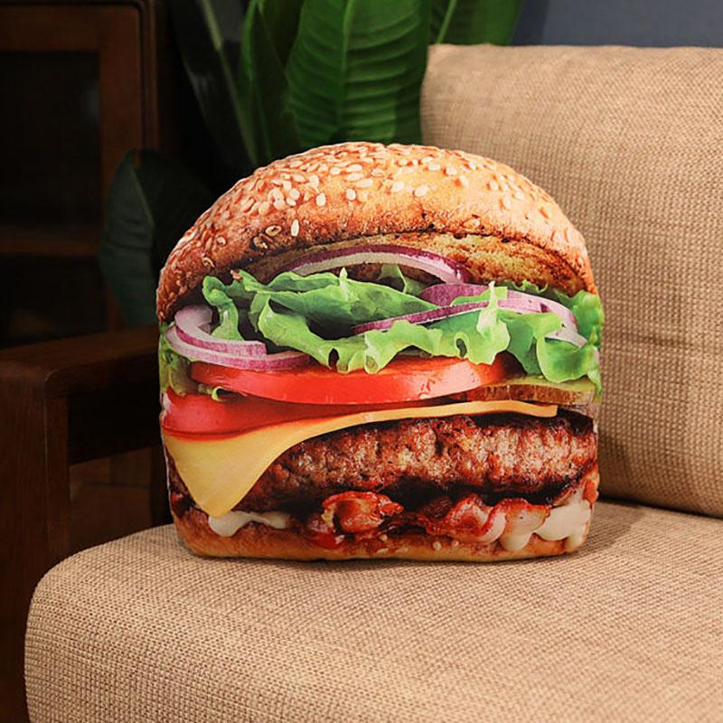 Voedsel Pluche Kussen Gevuld Als Echte Hamburger Hond Brood Pizza Kussen Zachte Hoofdsteun Pluche Decoratie Voor Bank