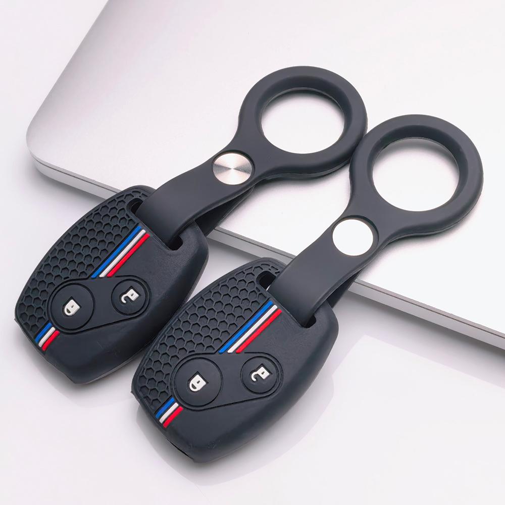 Key Fob Cover for Honda Accord Civic CR V City Jazz Fit Pilot with Keychain Anti-Scratch Surface Shockproof Structure Soft Grip Texture