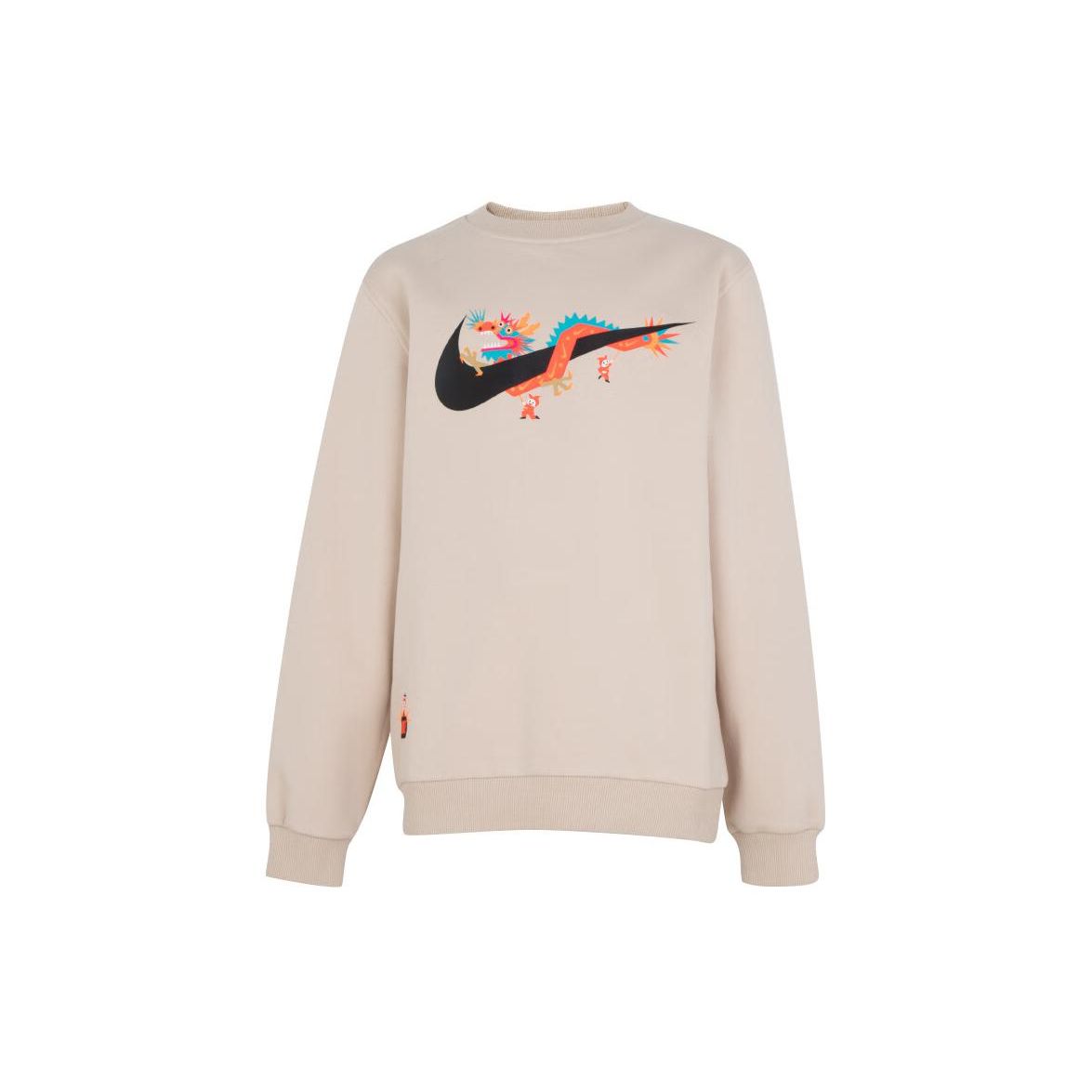 

Nike Свитшот с логотипом бренда, принтом с животным узором, рубчатым круглым вырезом, повседневный пуловер, детские свитшоты, бежевый HF6690126 L