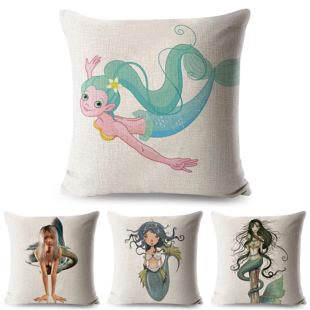 Luxurious Anime Cartoon Mermaid Pillow Cover For A Chic Sofa Living Square Pillow Case