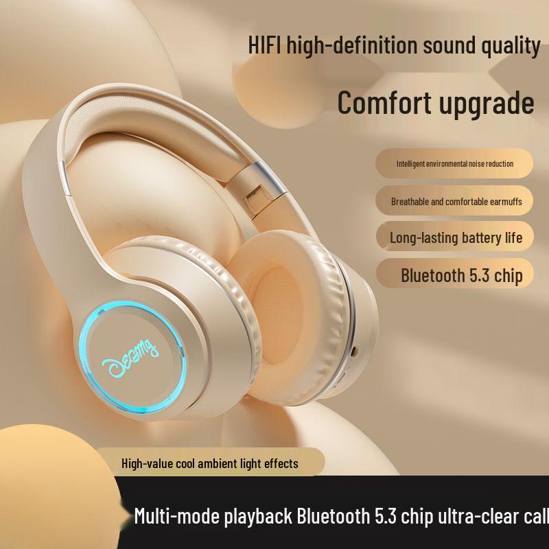 High-Value Wireless Bluetooth Over-Ear Headphones with Luminous Earcups for Gaming, Music, and Heavy Bass