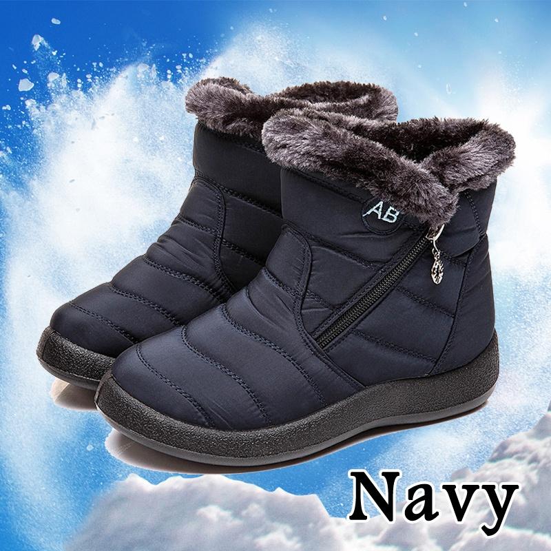 

New Winter Warm Snow Boots Unisex Non-slip Waterproof Cotton Shoes Men Women Comfort Plush Fur Lazy Zipper Up Slip On Ankle Boots Casual Low 35